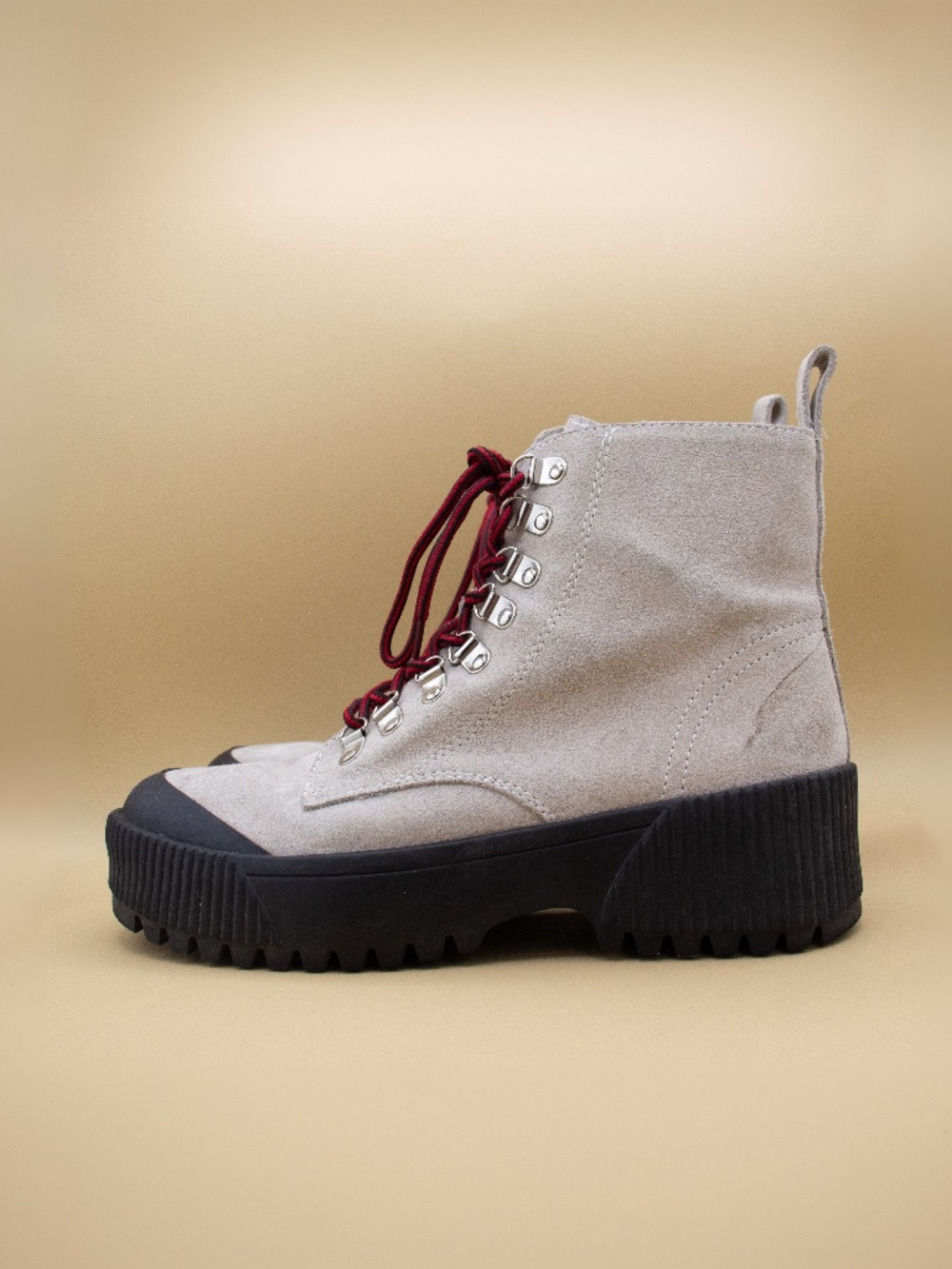 Jeffery Campbell Finches Grey Suede Leather Laced Boots Women's Size 9